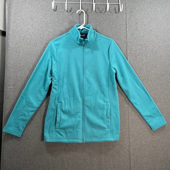 Lands' End Jacket Womens Fleece Zip Front Jacket Peacock Teal Size Medium - Picture 1 of 10
